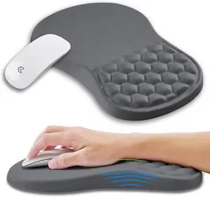 Ergonomic Mouse Pad Wrist Support with Memory Foam Massage Bulge Carpal Tunnel Pain Relief Mousepad Wrist Rest for Mouse(12x8 inch Dark Grey)