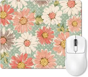 Mouse Pad with Non-Slip Rubber Base Waterproof Durable Pad for Office Laptop Gaming and Home Square Wireless Mousepad(Retro Flower)