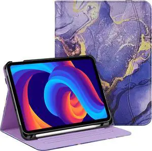 Protective Case for iPad (A16) 11th Generation 11 Inch (2025) & iPad 10th Generation 10.9 Inch (2022) Multi-Angle Viewing Stand Cover with Pen Holder & Pocket for iPad 11 inch Marble Purple