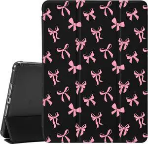 Cute Bowknot Pad Case for 10.2 Inch iPad 9th/7th/8th Generation Clear TPU Smart Stand Back Cover with Pencil Holder Auto Wake/Sleep Foldable Shockproof Protective iPad 2021/2020/2019 Case