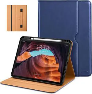 for iPad (A16) 11th Generation Case 11 Inch 2025 iPad 10th Generation Case 10.9 Inch 2022 Premium Leather Business Folio Stand Cover with Pencil Holder - Auto Wake/Sleep Navy Blue