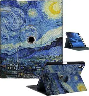 Rotating Case for iPad Air 6th/5th/4th Generation (2024/2022/2020) iPad Case with Pencil Holder - 360 Degree Rotating Multi-Angle Viewing Stand Cover with Auto Sleep/Wake -Starry Night