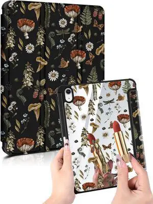 for iPad A16 Case/10th Generation Case - 10.9 Inch 2022 Trifold Tablet Case with Pen Holder for Women Girly Cute Aesthetic Auto Wake/Sleep Funda for iPad 11 Inch 2025 Mogu Plants