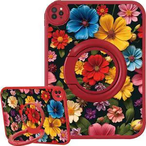 Case for iPad (A16) 11th Gen 11-inch 2025 Beautiful Flowers Pattern 360 Rotating Stand Drop Protection Shockproof Protective Case Cover for iPad 10th Gen 10.9-inch 2022