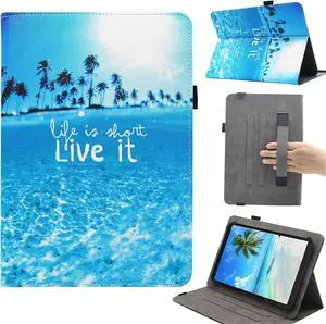 Universal 10 10.1 11 Inch Android Tablet Case Multi-Angle Viewing Stand Case Cover with Hand Strap for 9.5-11 Inch Tablet Beach