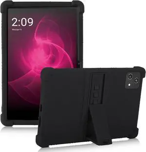 Silicone Case for T-Mobile Revvl Tab 5G Tablet 10.36 Inch Revvl Tab 5G 10.36 Case for Kids with Adjustable Bracket (Black)
