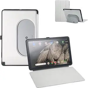 Google Pixel Tablet Case 11 inch (2023) Silicone Cover Case Adjustable Viewing Angle Easy Carry-on Protective Cover Compatible with Charging Speaker Dock (Grey)