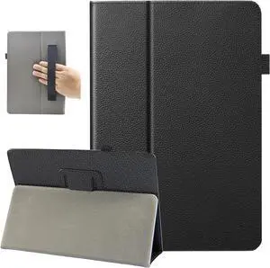 Universal 10 Inch Tablet Case 10.1 Inch Android Tablet Case PU Leather Slim Folding Stand Folio Cover with Hand Strap for 9.5-11 Inch Tablet Black