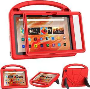 Tablet Case for 10.1in Tablets(Only 2023/2021 Released 13/11th Gen Models) Not Suitable for Onn iPad 10.1 inch Tablets Shockproof 10.1 Kids Case with Screen Protector Handle Stand -Red