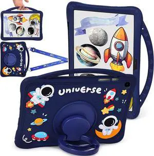 for  Galaxy Tab A9 Plus Case 11 (SM-X210/X216/X218) Cute Astronaut Cover Boy Kids 3D Cartoon Rotating Handle Stand &Shoulder Strap Soft Silicone for Galaxy A9 Plus Tablet Case
