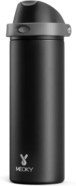 24 oz Insulated Water Bottle for Sports: Stainless Steel Water Bottle with 2-in-1 Straw and Spout Lid - Leak Proof Cold for 24 Hours Fits in Car Cup Holder BPA-Free for Travel Gym Night