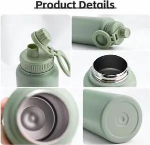 Insulated Water Bottle 32 oz Double Wall Vacuum Stainless Steel Magnetic Phone Holder 9 Colors (Mint Green)