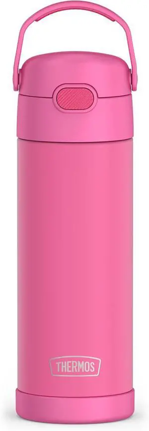 FUNTAINER 16 Ounce Stainless Steel Vacuum Insulated Bottle with Wide Spout Lid Neon Pink