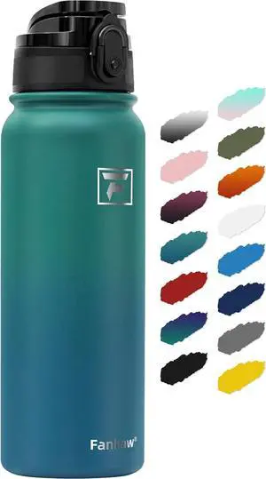 20 Oz Insulated Stainless Steel Water Bottle with Chug Lid - Leak & Sweat Proof with Anti-Dust Lid (Green Blue)
