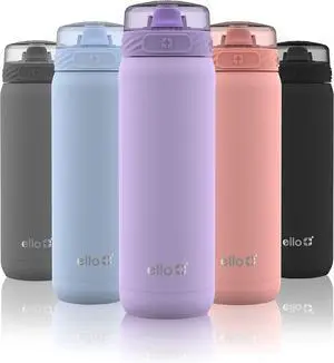 Cooper 22oz Stainless Steel Water Bottle with Straw and Carry Handle Double Walled and Vacuum Insulated Metal Leak Proof Locking Lid with Soft Silicone Spout Reusable BPA Free Lilac