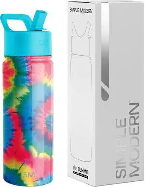 Kids Summit Water Bottle with Straw Lid | 18oz Stainless Steel Tumbler for Toddlers School | Tie-Dye
