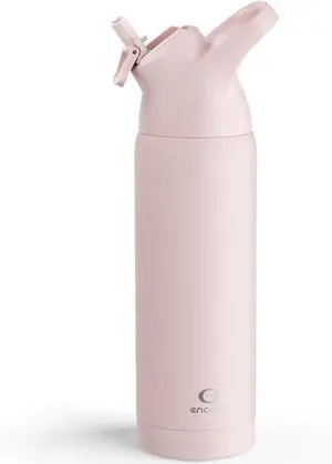 Insulated Water Bottle with Straw - Encool Stainless Steel Water Bottle Reusable Leakproof and BPA-Free for Sports Travel Cold for 24 Hours 24 oz Cotton Candy