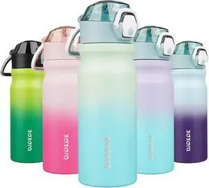Insulated Water Bottle 18oz Stainless Steel Water Bottles With Straw And Carry Handle Double Wall Metal Thermos Mint
