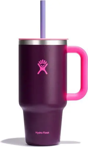 32 Oz Travel Tumbler with Handle Lid and Straw - Insulated Stainless Steel in Sugarplum