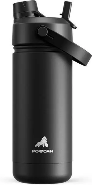 18 oz Insulated Water Bottle with 2-in-1 Straw and Spout Lid Keep Cold 24H Leak-Proof Fits in Car Cup Holder Stainless Steel Water Bottle for Sports Travel and School (Dark Knight)