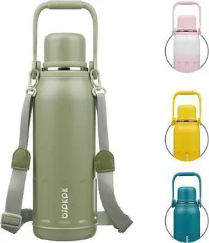Insulated 50oz Thermos Water Bottle with Lid and Carry Handle Insulated Stainless Steel Water Bottles for Outdoor Sports Army Green