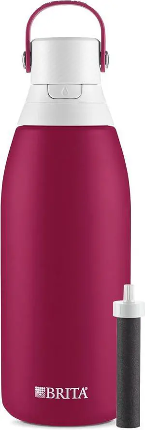 Insulated Filtered Water Bottle with Straw Christmas Gift and Stocking Stuffer For Men and Women Reusable Stainless Steel Metal Ruby 32 Ounce
