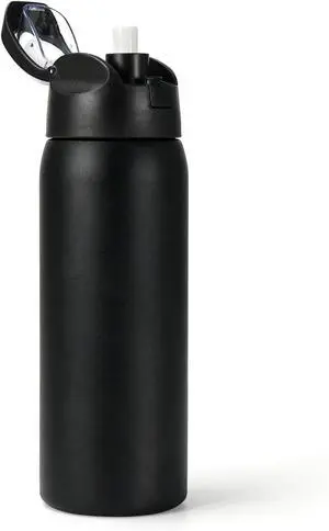 32 oz Insulated Water bottle with Straw Stainless Steel Water bottles With Leak Proof Locking Keep Cold 24 hours and BPA-Free for Sports Travel Gym and School Black