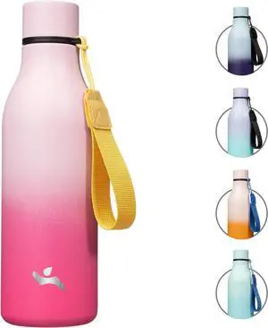 Insulated Water Bottle with Strap 18 oz Double Wall Stainless Steel Vacuum Bottles Metal Water Flask Cherry
