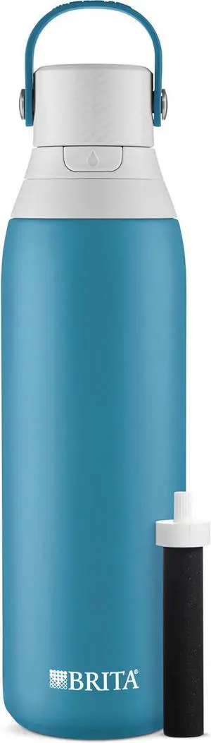 Insulated Filtered Water Bottle with Straw Reusable Stainless Steel Metal Blue Jay 20 Ounce