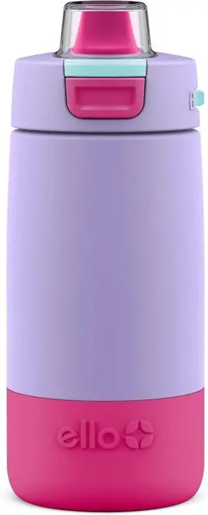 Kids Colby 12oz Stainless Steel Insulated Water Bottle with Straw and Built-In Silicone Coaster Carrying Handle and Leak-Proof Locking Lid for School Backpack Lunchbox and Outdoor Sports