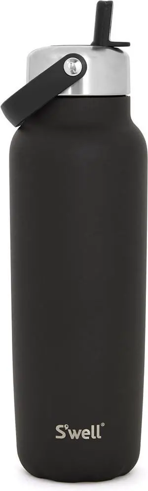 Swell Recycled Stainless Steel Explorer with Flip Straw Lid and Handle 40oz Onyx Triple Layered Vacuum Insulated Containers Keeps Drinks Cold for 54 Hours and Hot for 12