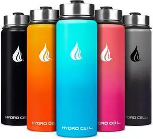 Stainless Steel Insulated Water Bottle with Straw - For Cold & Hot Drinks - Metal Vacuum Flask with Screw Cap and Modern Leakproof Sport Thermos for Adults (Teal/Blue 24oz)