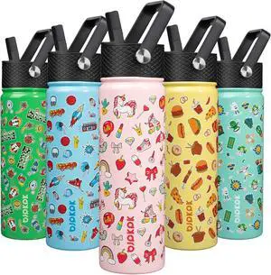 Insulated Water Bottle with Straw Lid 22 oz Stainless Steel Metal Water Bottles Reusable Leak Proof BPA Free Water Bottles Cups Thermos Unicorn