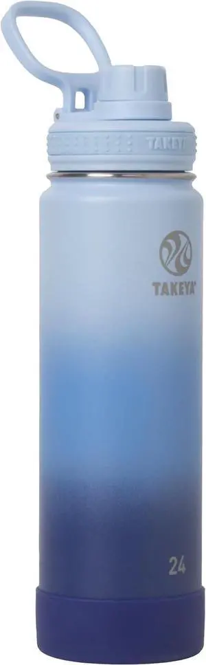 Actives Water Bottle with Spout Lid - Bottle with Double Stainless Steel Insulation - Dishwasher Safe & BPA-Free - Bottle with Spout Lid & Removable Bumper - 24 oz Ombre Pacific Blue