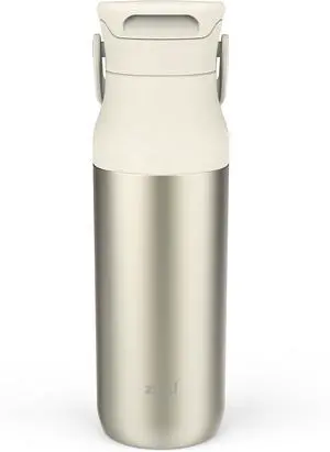 Harmony Water Bottle for Travel or At Home 32oz Recycled Stainless Steel is Leak-Proof When Closed and Vacuum Insulated with Sip Lid and Carry Handle (Ivory White)