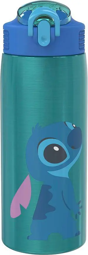 Disney Lilo and Stitch Water Bottle for Travel and At Home 19 oz Vacuum Insulated Stainless Steel with Locking Spout Cover Built-In Carrying Loop Leak-Proof Design (Stitch)