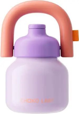 Water Bottle with Straw and Carry Handle | Wide Mouth vacuum insulated stainless steel Bottles | Reusable leak-proof and BPA-free | 33oz (Purple&Orange)
