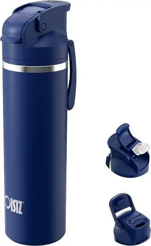 Insulated Water Bottle 24 oz with 2-in-1 Straw and Spout Lid Leakproof and BPA Free Keep Cold 24H Vacuum Stainless Steel Water Bottle for School Travel and Sports All Dishwasher Safe