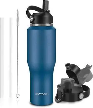 32oz Water Bottle Insulated with Powder Coated Fit in Any Car Cup Holder Water Bottles with Straw and Spout Lids Stainless Steel Insulated Double Wall Leak-proof BPA Free to Keep Cold&Hot