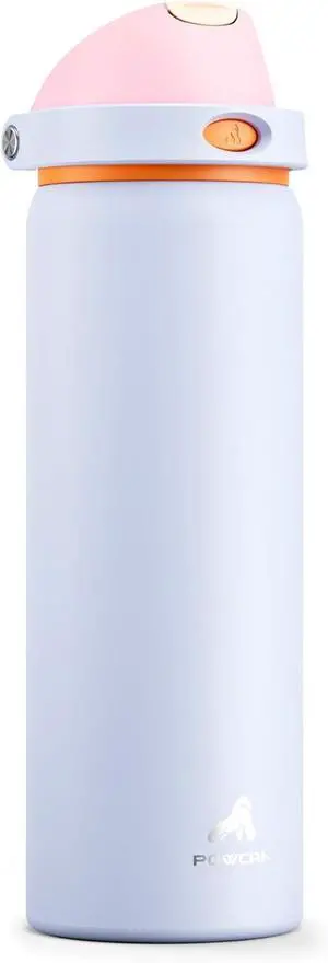 32 oz Metal Water Bottle for School: One-hand Push Button Lid Leakproof Keep Cold 24Hrs BPA-Free Stainless Steel Insulated Flask with Straw for Gym Camping Hiking Outdoors (Lilac Mood)