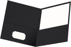 Twin-Pocket Folders Textured Paper Letter Size Black Holds 100 Sheets Box of 25 (57506EE) 8-1/2 x 11