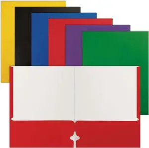 Letter Size Paper Portfolios Case of 100 Assorted Primary Colors (Assorted 2 Pocket Paper Folders)