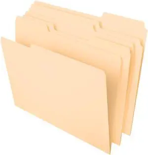 File Folders Letter Size 8-1/2 x 11 Classic Manila 1/3-Cut Tabs in Left Right Center Positions 100 Per Box (65213)