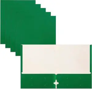 Two Pocket Portfolio Folders 50-Pack Green Letter Size Paper Folders 50 Pieces Green