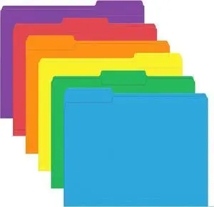 File Folder 120 Pack Colored File Folder 1/3 Cut Tab Letter Size Assorted 6 Colors Filing Folder for Office School Business