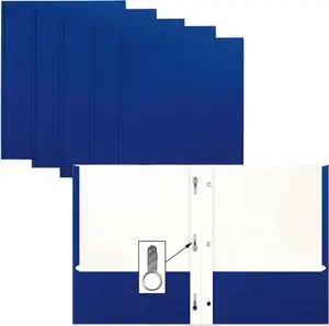 Blue Paper 2 Pocket Folders with Prongs 50 Pack Matte Texture Letter Size Paper Folders 50 Pack with 3 Metal Prong Fastener Clips Blue