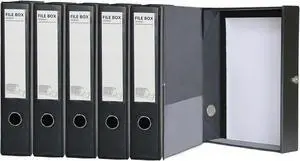 6 Pack Foldable A4 Box Files Plastic Archive Folders 65mm Spine Document Box for OfficeBlack