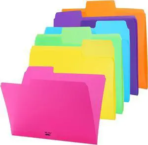 - Poly File Folders 1/3 Cut Tab 6 Pack Assorted Colors Letter Size Colored File Folders Letter File Folders Back to School Supplies