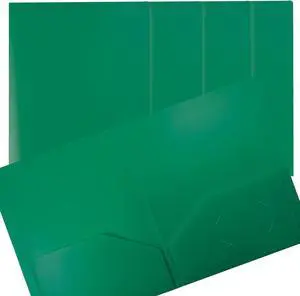Heavyweight Plastic 2 Pocket Portfolio Folder Letter Size Poly Folders 24 Pack (Green)
