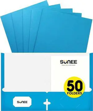Folders with Pockets 3 Hole Punched(50 Pack Blue) 2 Pocket Folders Fit Letter Size Paper Paper File Folder for School Office Home Bussiness